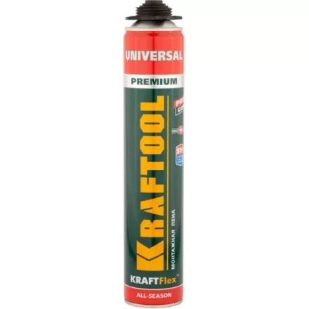 Пена &quot;PREMIUM&quot; профессиональная, монтажная, пистолетная, всесезонная, 750мл, KRAFTOOL 41182_z01 купить в Нижневартовске
