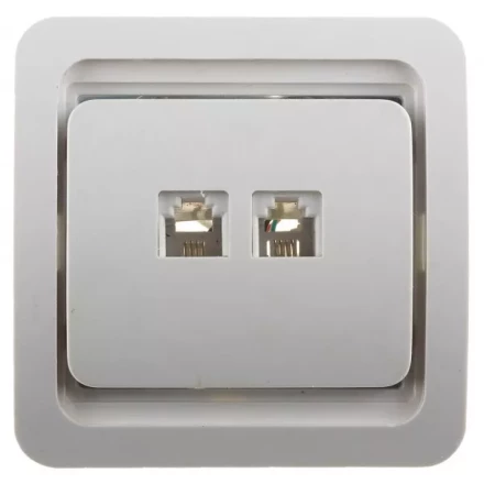 Розетка СВЕТОЗАР "ГАММА" телефонная двойная, цвет белый SV-54118-W купить в Нижневартовске