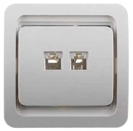 Розетка СВЕТОЗАР "ГАММА" телефонная двойная, цвет белый SV-54118-W купить в Нижневартовске