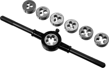 Набор плашек STAYER "MASTER", плашкодержатель 1шт, плашки 7шт, 8 предметов 28015-H8_z01 купить в Нижневартовске