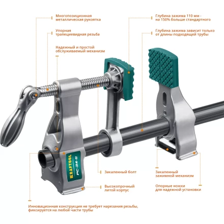 Струбцина KRAFTOOL PC-34-xx трубная 32301-2 купить в Нижневартовске