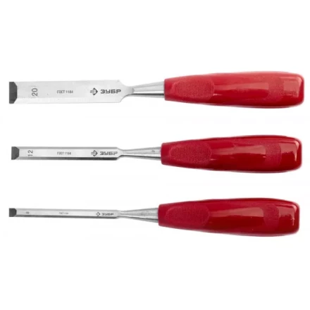 Набор ЗУБР Стамески "МАСТЕР" с пластмассовой ручкой, 8; 12; 20мм, 3шт 18094-H3 купить в Нижневартовске