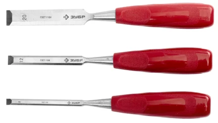 Набор ЗУБР Стамески "МАСТЕР" с пластмассовой ручкой, 8; 12; 20мм, 3шт 18094-H3 купить в Нижневартовске