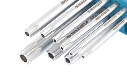 Набор ключей имбусовых TORX-TT T10-T50 удлиненные S2 сатинированные 9 шт Gross 16407 купить в Нижневартовске