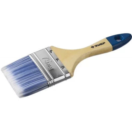 Кисть плоская  ЗУБР "АКВА-МАСТЕР", искусственная щетина, деревянная ручка, 75мм 4-01007-075 купить в Нижневартовске
