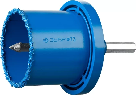 Набор кольцевых коронок ЗУБР &quot;ПРОФЕССИОНАЛ&quot; c карбид-вольфрамовым нанесением, 6 предм. в кейсе: коронки O 33, 53, 67, 73 мм, основание, сверло 33350-H6_z01 купить в Нижневартовске