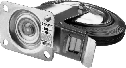 ЗУБР d 200 мм, г/п 185 кг, игольчатый подшипник, резина/металл, поворотное колесо c тормозом, Профессионал (30936-200-B) купить в Нижневартовске