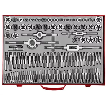 Набор ЗУБР "ЭКСПЕРТ" с метал.реж. инстр.,метчики однопроход. для глух. и сквоз. отв.,плашки,оснаст.-в мет. бокс 110пред. 28119-H110 купить в Нижневартовске