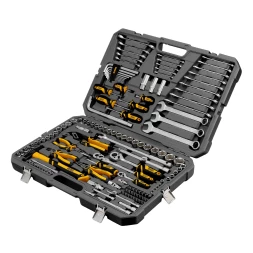 Набор инструментов, 1/2&quot;, 1/4&quot;, 3/8&quot;, CrV, S2, пластиковый кейс, 144 предмета// Denzel 15805