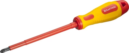 Отвертка KRAFTOOL, высоковольтная, Cr-Mo-V стержень, двухкомпонент. маслобензостойкая рукоятка, PH №3, 150мм 250084-3-150 купить в Нижневартовске