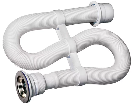Сифон ЗУБР "МАСТЕР" гофрированный для моек и раковин, выпуск - нержавеющая чашка, 0,9м 51883-09 купить в Нижневартовске