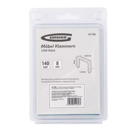 Скобы 8 мм для мебельного степлера усиленные тип 140 1250 шт GROSS 41738 купить в Нижневартовске