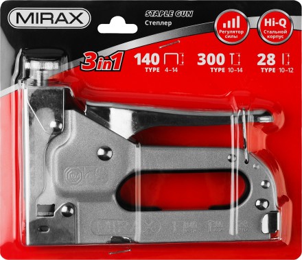 Степлер для скоб 3-в-1: тип 140 (4-14 мм) / 300 (10-14 мм) / 28 (10-12 мм), MIRAX 3146 купить в Нижневартовске