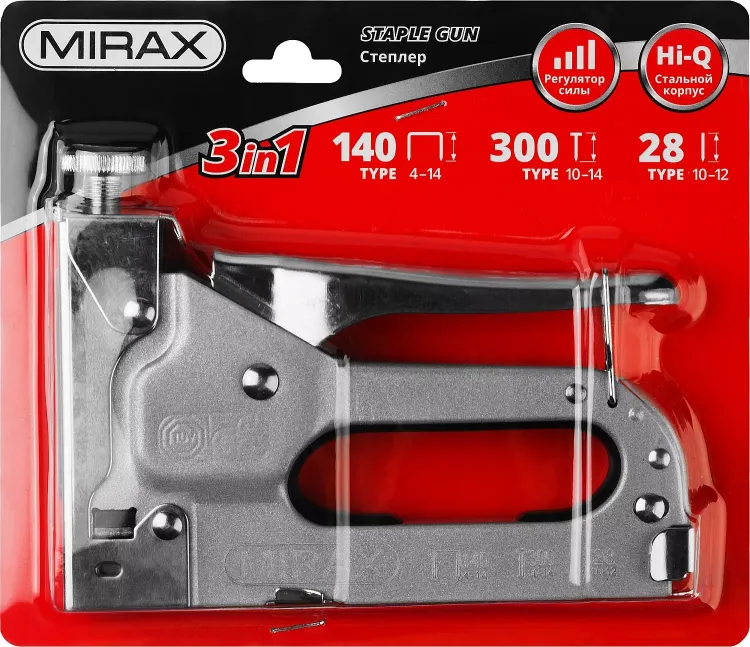 Степлер для скоб 3-в-1: тип 140 (4-14 мм) / 300 (10-14 мм) / 28 (10-12 мм), MIRAX 3146 купить в Нижневартовске