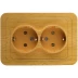 Розетка СВЕТОЗАР "ГАММА" с заземлением, двойная, цвет ольха, 16А/~250В SV-54107-A купить в Нижневартовске