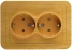 Розетка СВЕТОЗАР "ГАММА" с заземлением, двойная, цвет ольха, 16А/~250В SV-54107-A купить в Нижневартовске