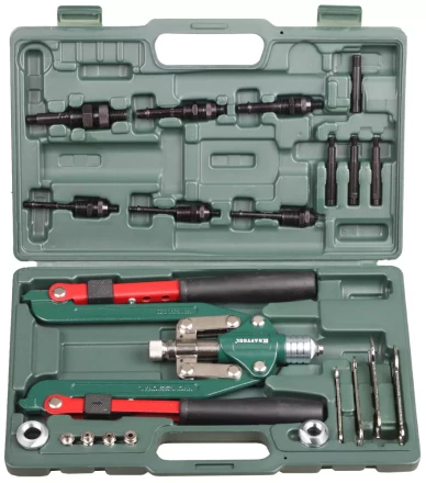 Заклепочник складной, KRAFTOOL "RS-77" 31182, резьбовые М4,М5,М6,М8,М10,М12, вытяжные d=2,4-6,4 мм и штифты М4,М5,М6,М8, из Al, стали, нерж стали 31182 купить в Нижневартовске