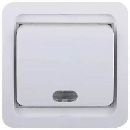 Выключатель СВЕТОЗАР "ГАММА" одноклавишный, с подсветкой, цвет белый, 10А/~250В SV-54131-W купить в Нижневартовске