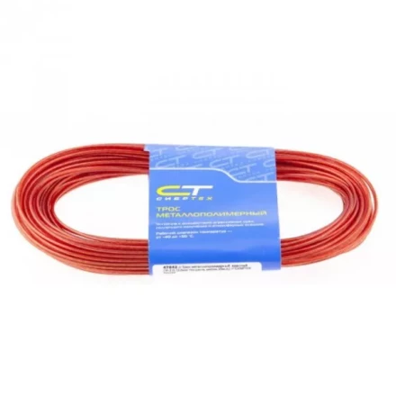 Трос металлополимерный красный ПР-2.0, 2,0 мм толщина моток 20 м СИБРТЕХ 47642 купить в Нижневартовске