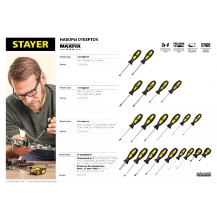 Набор отверток STAYER "MASTER", 19шт 2513-H19 купить в Нижневартовске