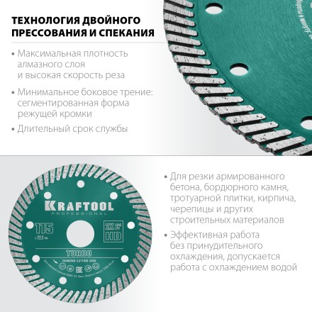 Диск алмазный отрезной для УШМ TURBO 36682-115 купить в Нижневартовске