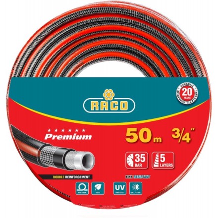 Шланг RACO &quot;PREMIUM&quot; поливочный, 40атм., армированный, 3-х слойный, 3/4&quot;х50м 40300-3/4-50 купить в Нижневартовске
