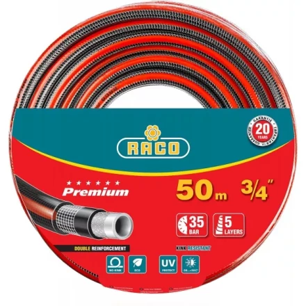 Шланг RACO "PREMIUM" поливочный, 40атм., армированный, 3-х слойный, 3/4"х50м 40300-3/4-50 купить в Нижневартовске