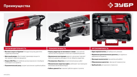 ЗУБР 30 мм, 950 Вт, перфоратор SDS Plus, мет. корпус (П-30-950 М) купить в Нижневартовске