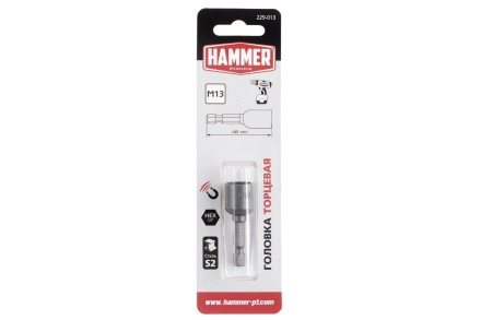 Головка торцевая HAMMER размер 13мм, S 1/4&#039;&#039; (229-013) купить в Нижневартовске