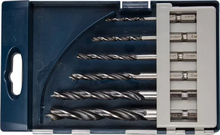 ЗУБР "ЭКСПЕРТ". Набор сверл по дереву, М-образная заточка, шестигранный хвостовик 1/4", 6шт, 3-4-5-6-8-10 мм 29423-H6 купить в Нижневартовске