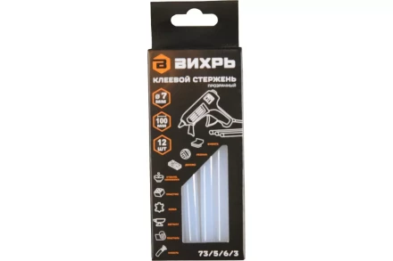 Клеевой стержень Вихрь 7x100 мм, 12 шт 73/5/6/3 купить в Нижневартовске
