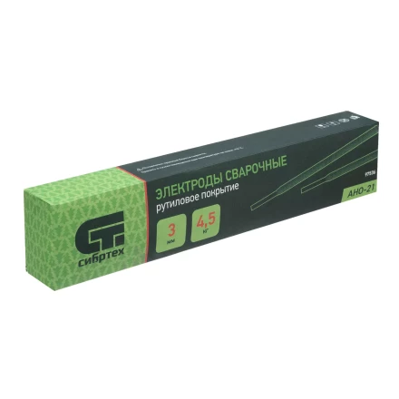 Электроды АНО-21, диам. 3 мм, 4,5 кг., рутиловое покрытие Сибртех 97536 купить в Нижневартовске