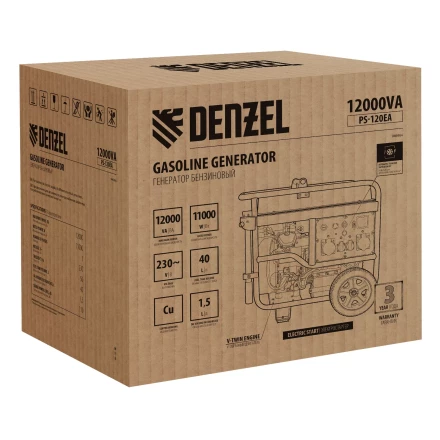Генератор бензиновый Denzel PS-120EA, 12 кВт,230 В, 40л, разъём ATS,эл.старт купить в Нижневартовске