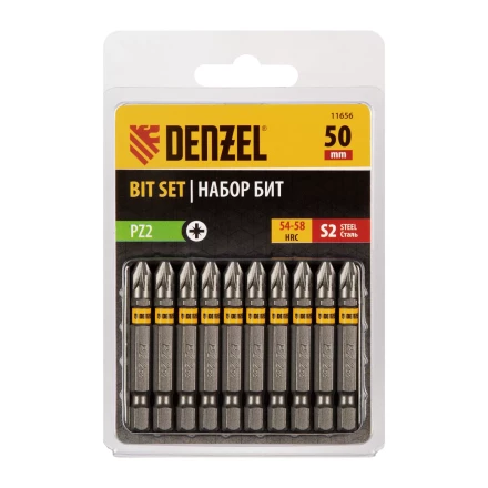 Бита PZ2х50, сталь S2, шестигранный профиль, 10 шт. Е 6,3 Denzel 11656 купить в Нижневартовске
