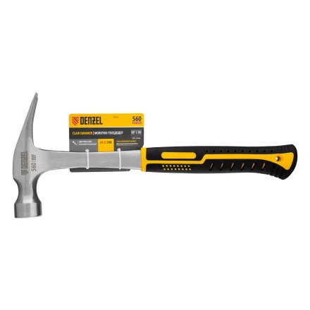 Молоток-гвоздодер 560 г Denzel 10424, цельнометаллический, двухкомпонентная рукоятка купить в Нижневартовске