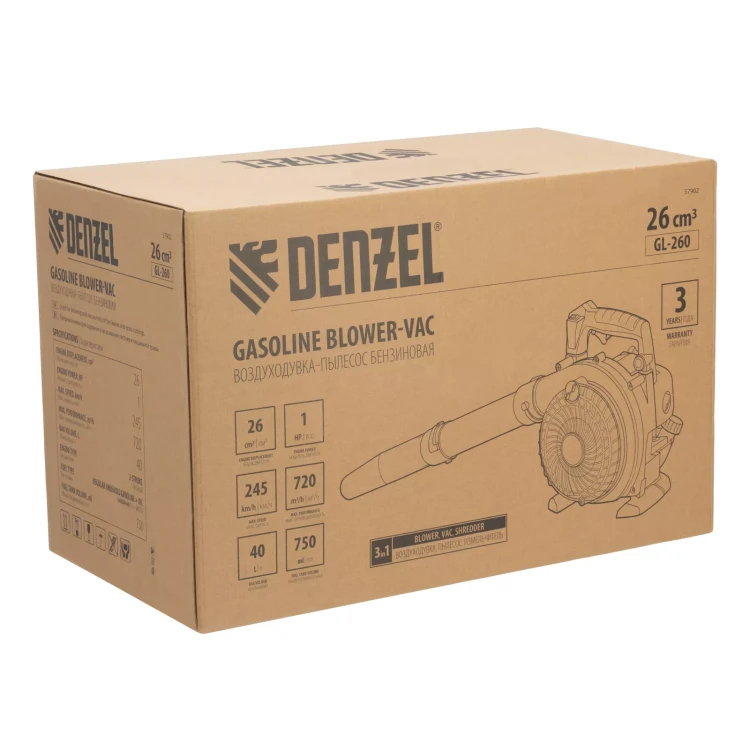 Воздуходувка-пылесос бензиновая Denzel GL-260 57902, 26 см3, 1 л.с. купить в Нижневартовске