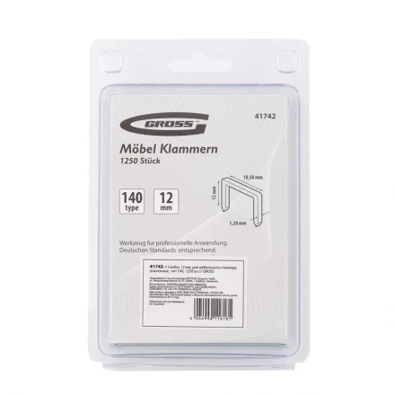 Скобы 12 мм для мебельного степлера усиленные тип 140 1250 шт GROSS 41742 купить в Нижневартовске
