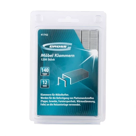 Скобы 12 мм для мебельного степлера усиленные тип 140 1250 шт GROSS 41742 купить в Нижневартовске