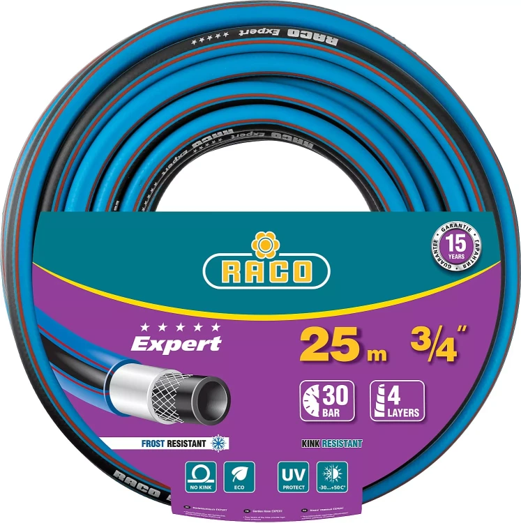 Шланг RACO EXPERT поливочный, 30атм., армированный, 4-х слойный, 3/4"x25м 40302-3/4-25_z01 купить в Нижневартовске