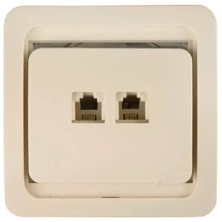 Розетка СВЕТОЗАР "ГАММА" телефонная двойная, цвет бежевый SV-54118-B купить в Нижневартовске
