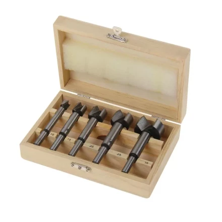 Набор сверл Форстнера по дереву 10-15-20-25-35 мм 5 шт в деревянном боксе цилиндрический хвостовик SPARTA 704405 купить в Нижневартовске