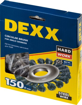 DEXX. Щетка дисковая для УШМ, жгутированная стальная проволока 0,5мм, 150ммх22мм 35100-150 купить в Нижневартовске