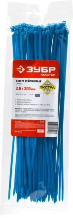Хомуты нейлоновые ЗУБР "МАСТЕР" синие, 3,6 мм x 300 мм, 100 шт 309070-36-300 купить в Нижневартовске