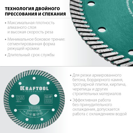 Диск алмазный отрезной для УШМ TURBO 36682-125 купить в Нижневартовске