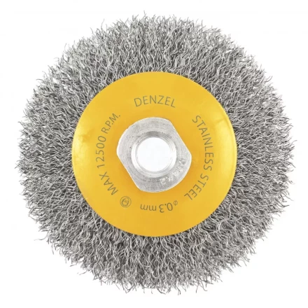 Щетка для УШМ 100 мм Тарелка витая нержавеющая проволока 0.3 мм М14 Denzel 746083 купить в Нижневартовске
