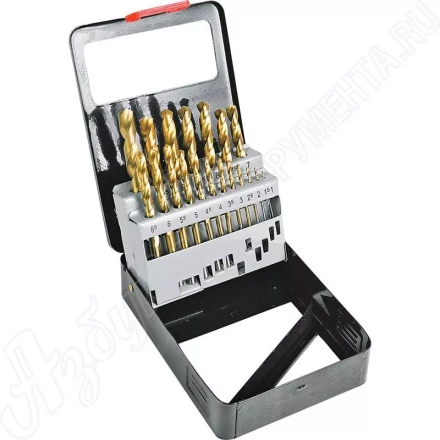 Набор сверл по мет 1,0-10,0мм 19шт желтые, мет. коробка Кратон 1 05 01 014 купить в Нижневартовске