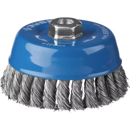 ЗУБР "ПРОФЕССИОНАЛ". Щетка чашечная для УШМ, плетеные пучки стальной проволоки 0,5мм, 120ммхМ14 35275-120_z02 купить в Нижневартовске