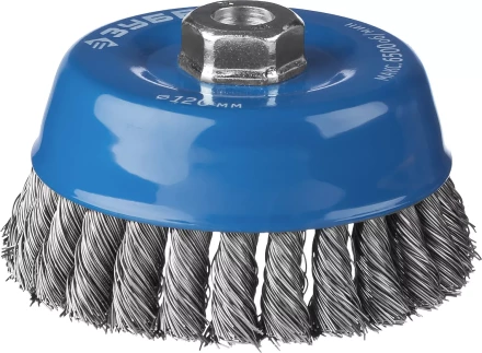 ЗУБР "ПРОФЕССИОНАЛ". Щетка чашечная для УШМ, плетеные пучки стальной проволоки 0,5мм, 120ммхМ14 35275-120_z02 купить в Нижневартовске