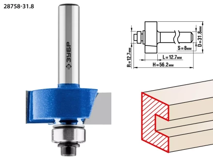 ЗУБР 31.8 x 12.7 мм, хвостовик 8 мм, фреза фальцевая, Профессионал (28758-31.8) купить в Нижневартовске