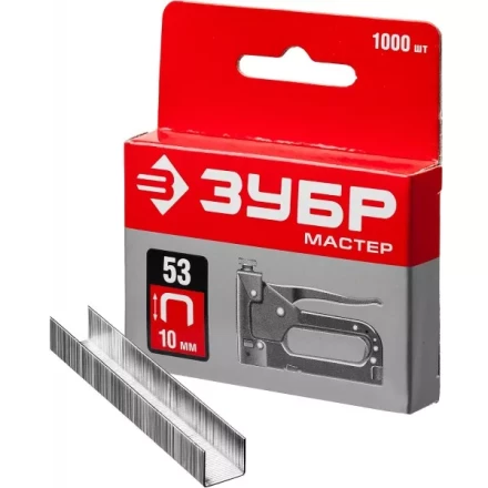 Скобы тип 53, 10 мм, закаленные, ЗУБР "МАСТЕР" 31625-10, 1000 шт 31625-10 купить в Нижневартовске